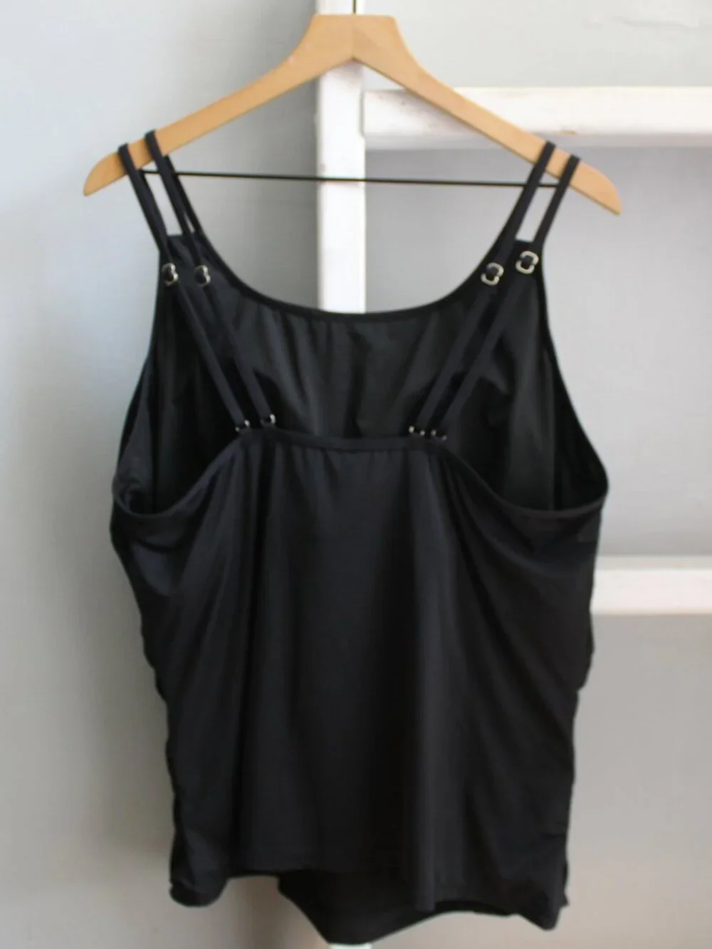 Tempt Me Women Plus Size Tankini Swim Top  Black Size 22W NWT